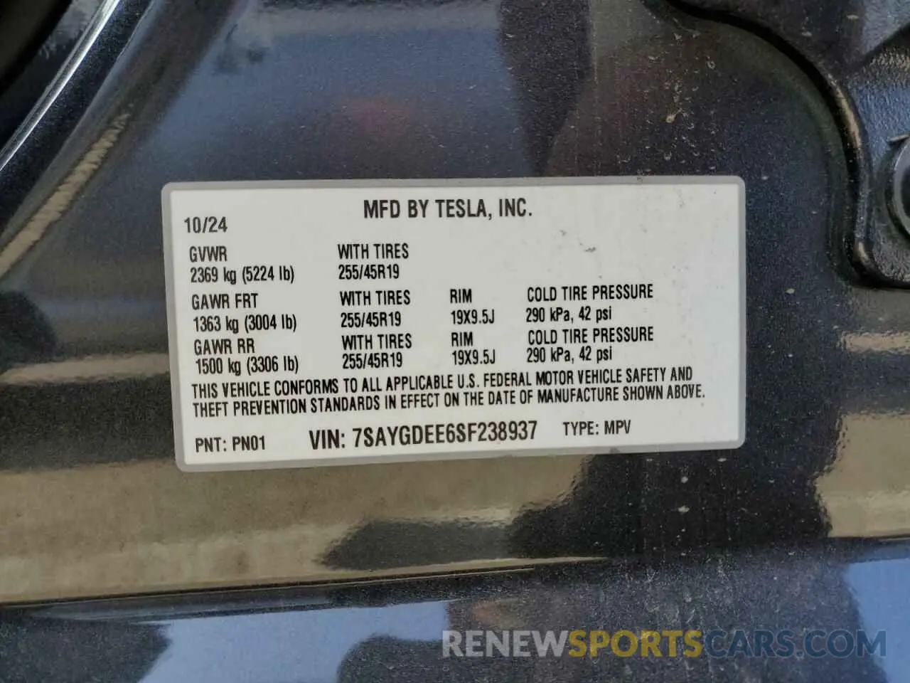 14 Photograph of a damaged car 7SAYGDEE6SF238937 TESLA MODEL Y 2025