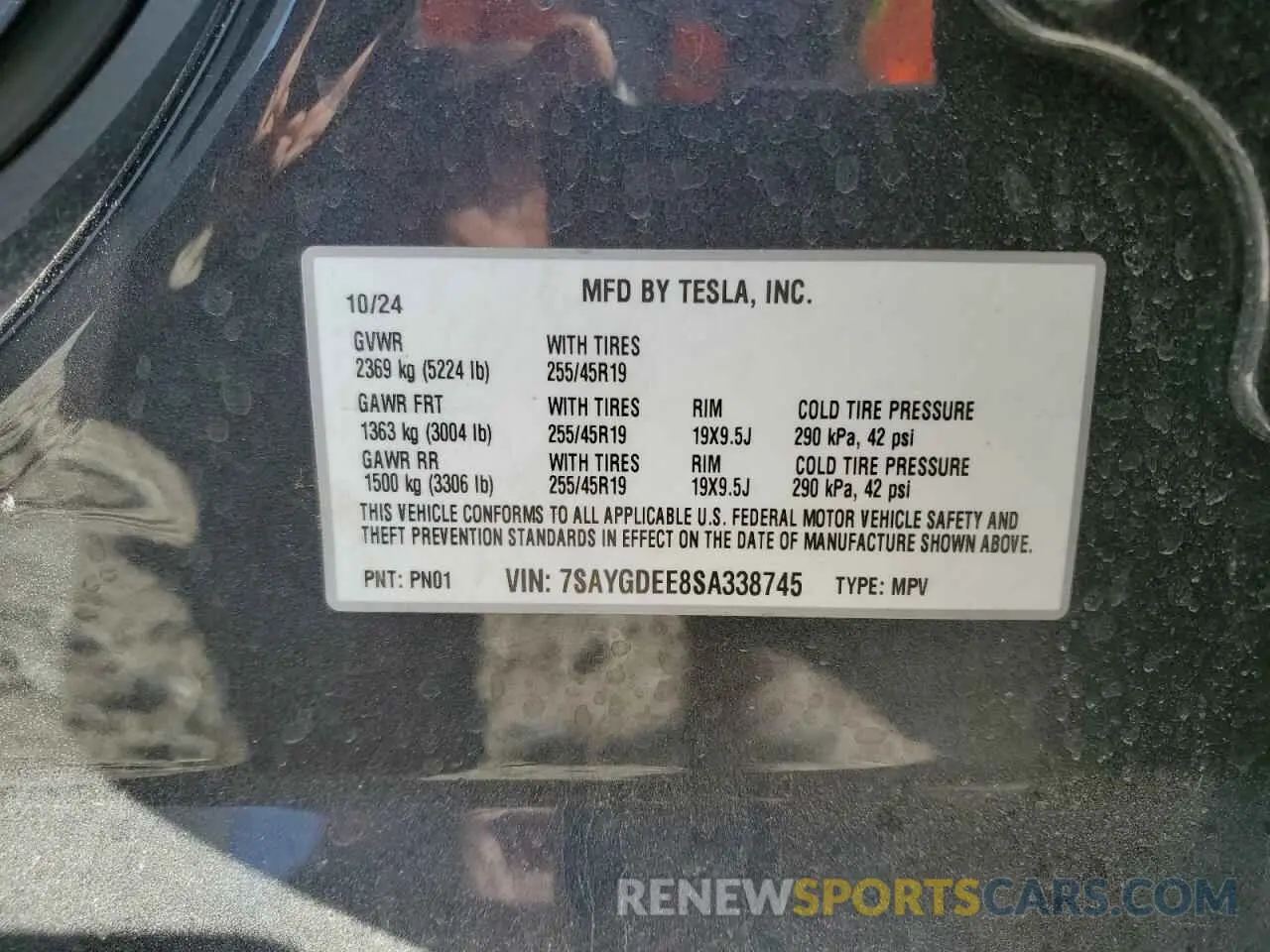 13 Photograph of a damaged car 7SAYGDEE8SA338745 TESLA MODEL Y 2025