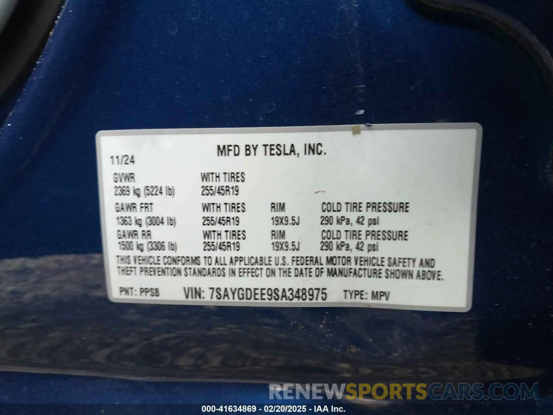 9 Фотография поврежденного автомобиля 7SAYGDEE9SA348975 TESLA MODEL Y 2025
