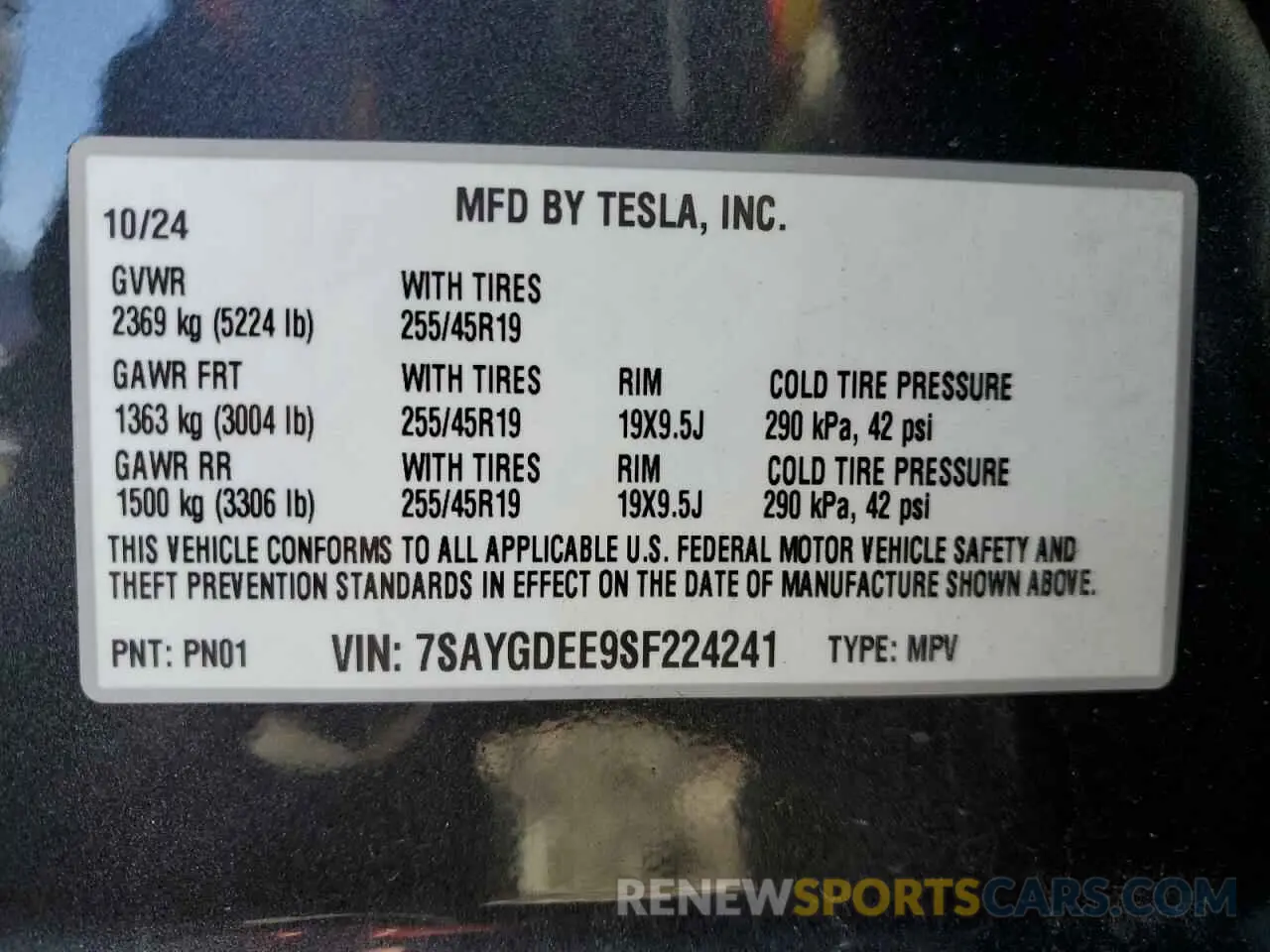 12 Фотография поврежденного автомобиля 7SAYGDEE9SF224241 TESLA MODEL Y 2025