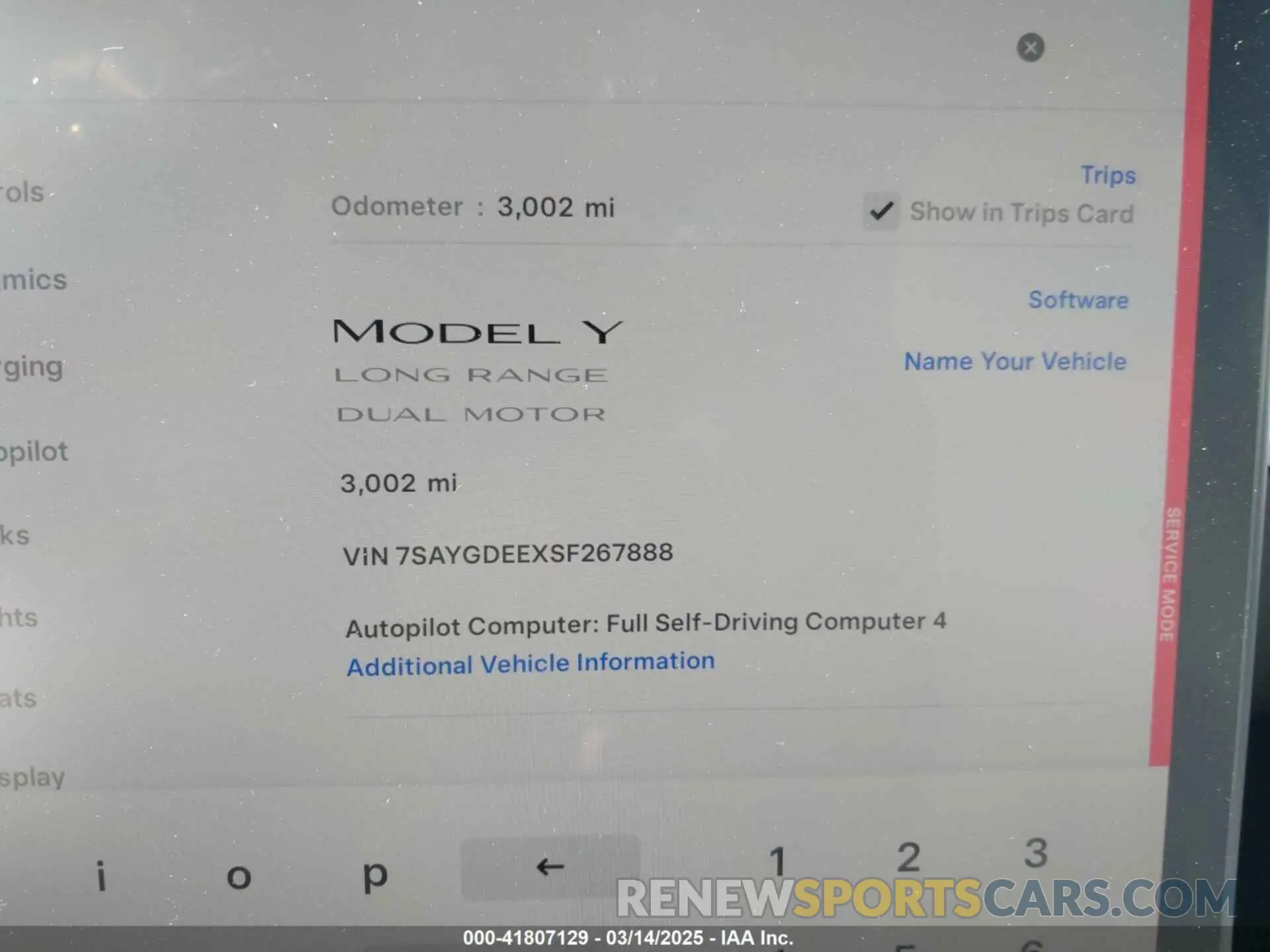 7 Photograph of a damaged car 7SAYGDEEXSF267888 TESLA MODEL Y 2025