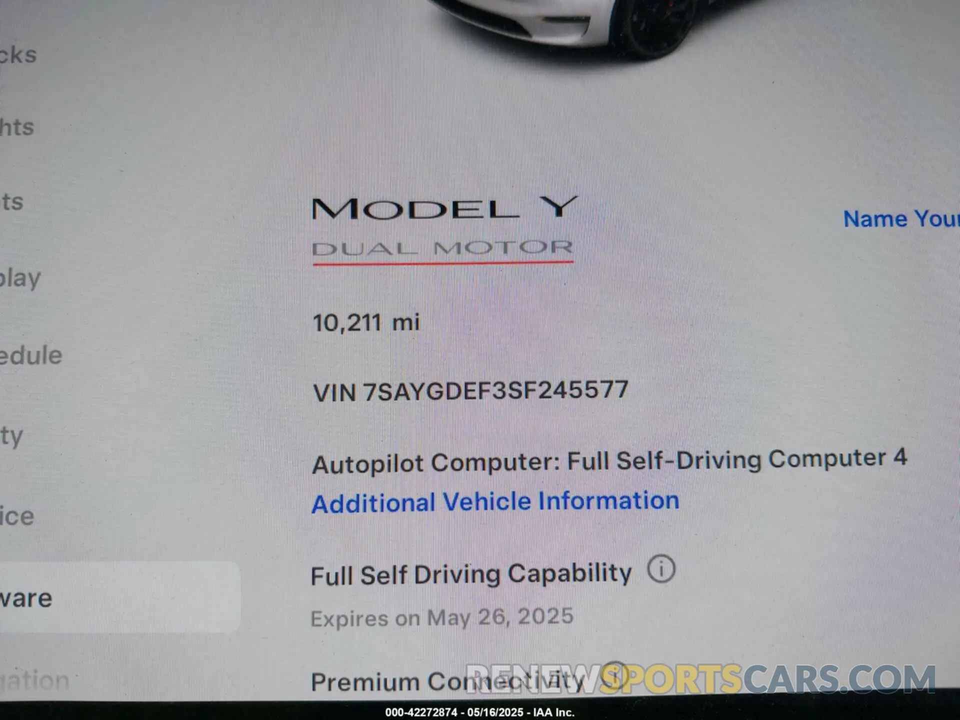 15 Photograph of a damaged car 7SAYGDEF3SF245577 TESLA MODEL Y 2025