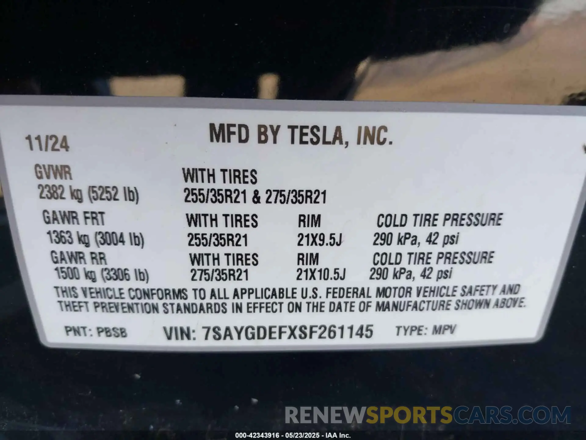 9 Фотография поврежденного автомобиля 7SAYGDEFXSF261145 TESLA MODEL Y 2025