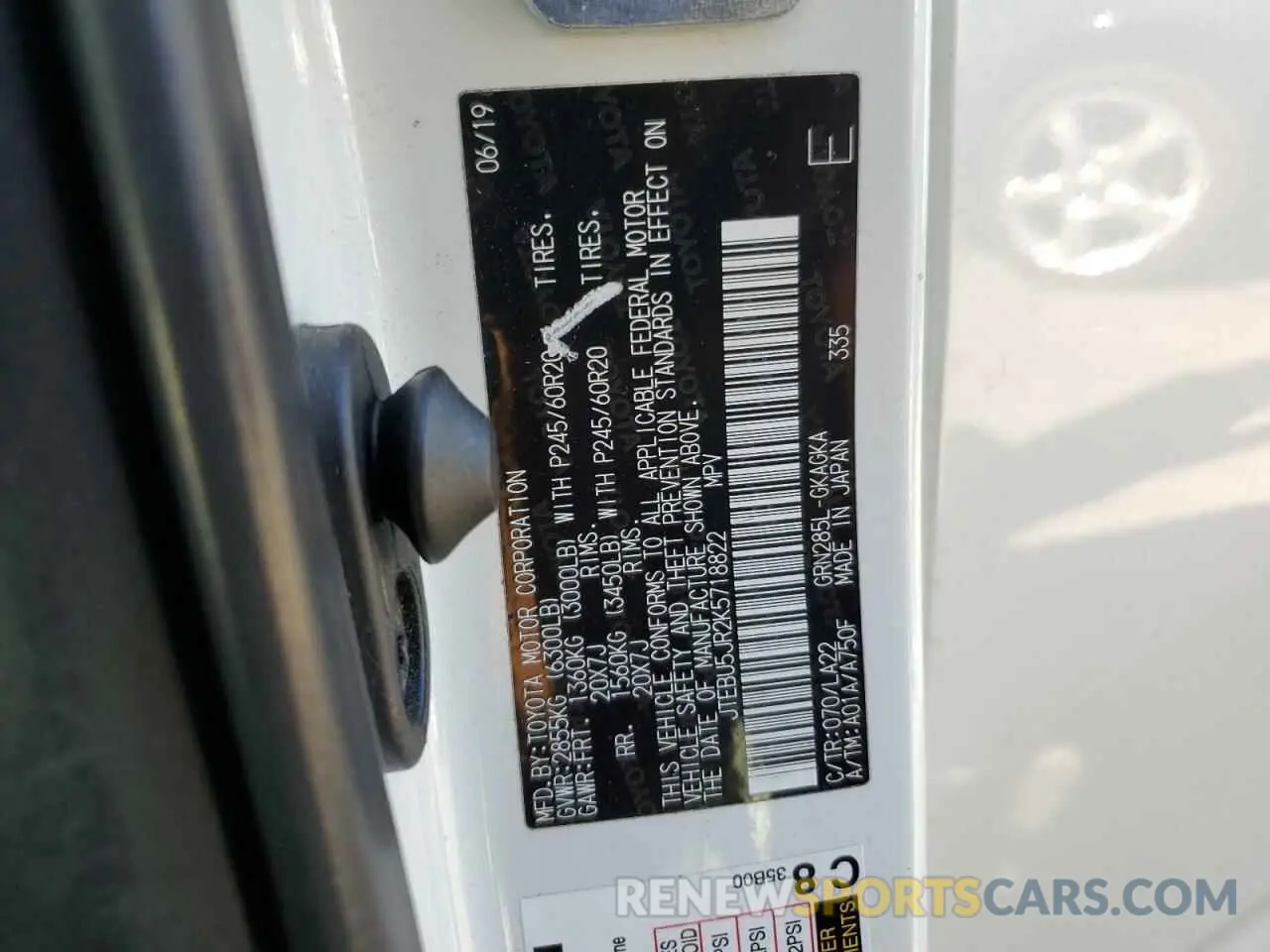 14 Фотография поврежденного автомобиля JTEBU5JR2K5718822 TOYOTA 4RUNNER 2019