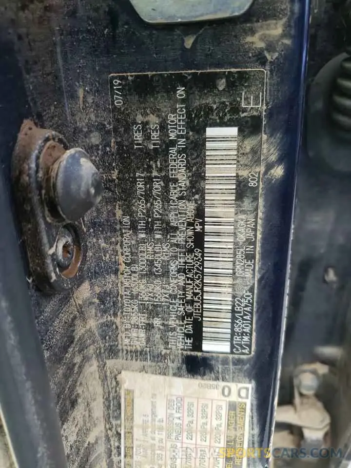 14 Photograph of a damaged car JTEBU5JR2K5729349 TOYOTA 4RUNNER 2019