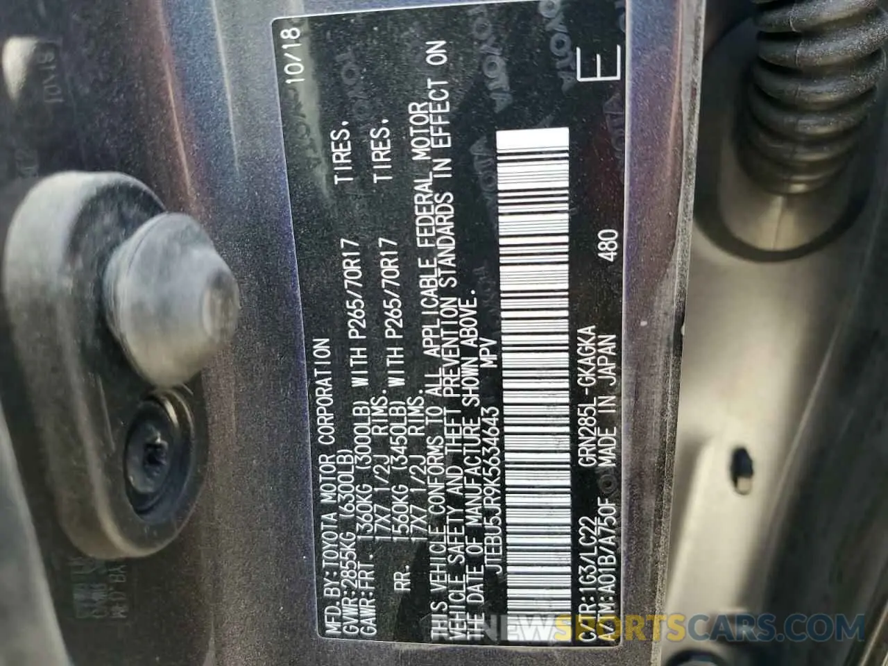 15 Photograph of a damaged car JTEBU5JR9K5634643 TOYOTA 4RUNNER 2019