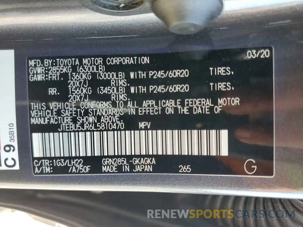 14 Фотография поврежденного автомобиля JTEBU5JR6L5810470 TOYOTA 4RUNNER 2020