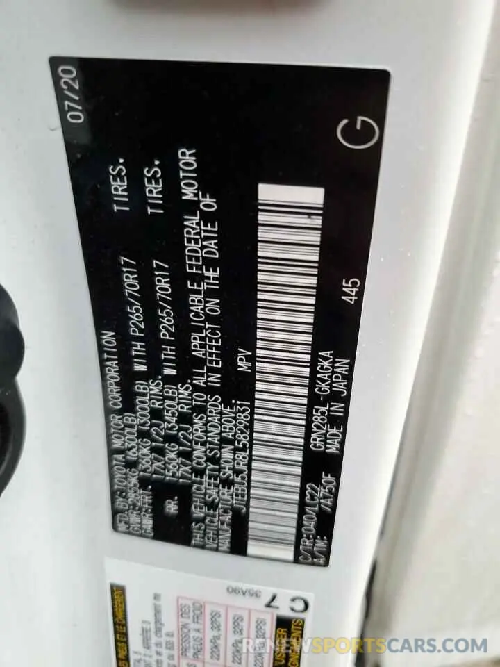 13 Фотография поврежденного автомобиля JTEBU5JR8L5829831 TOYOTA 4RUNNER 2020