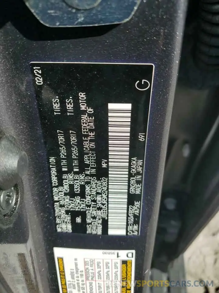 13 Фотография поврежденного автомобиля JTEEU5JR5M5240802 TOYOTA 4RUNNER 2021