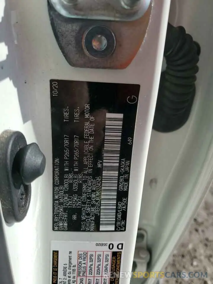 13 Фотография поврежденного автомобиля JTEFU5JR7M5234245 TOYOTA 4RUNNER 2021