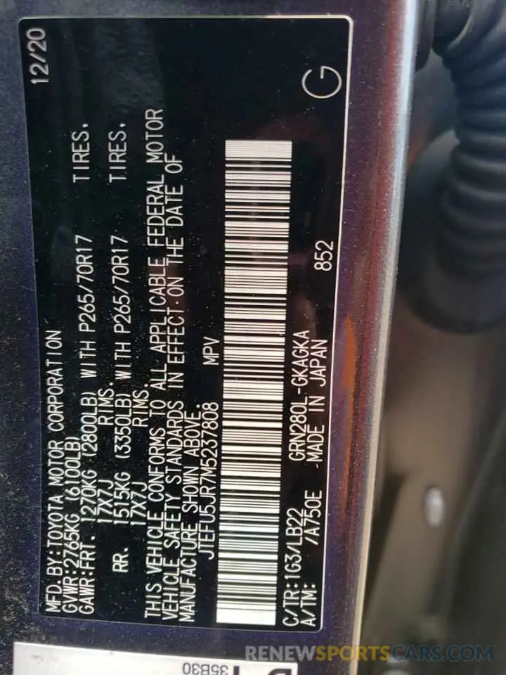 14 Photograph of a damaged car JTEFU5JR7M5237808 TOYOTA 4RUNNER 2021