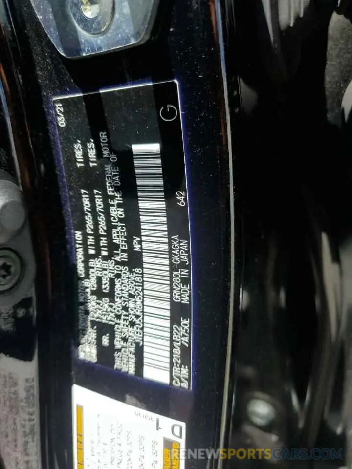 13 Photograph of a damaged car JTEFU5JR8M5241818 TOYOTA 4RUNNER 2021
