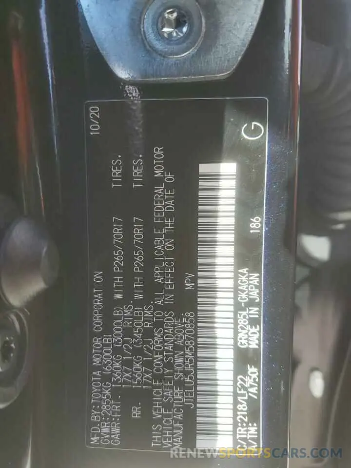 13 Photograph of a damaged car JTELU5JR5M5870858 TOYOTA 4RUNNER 2021