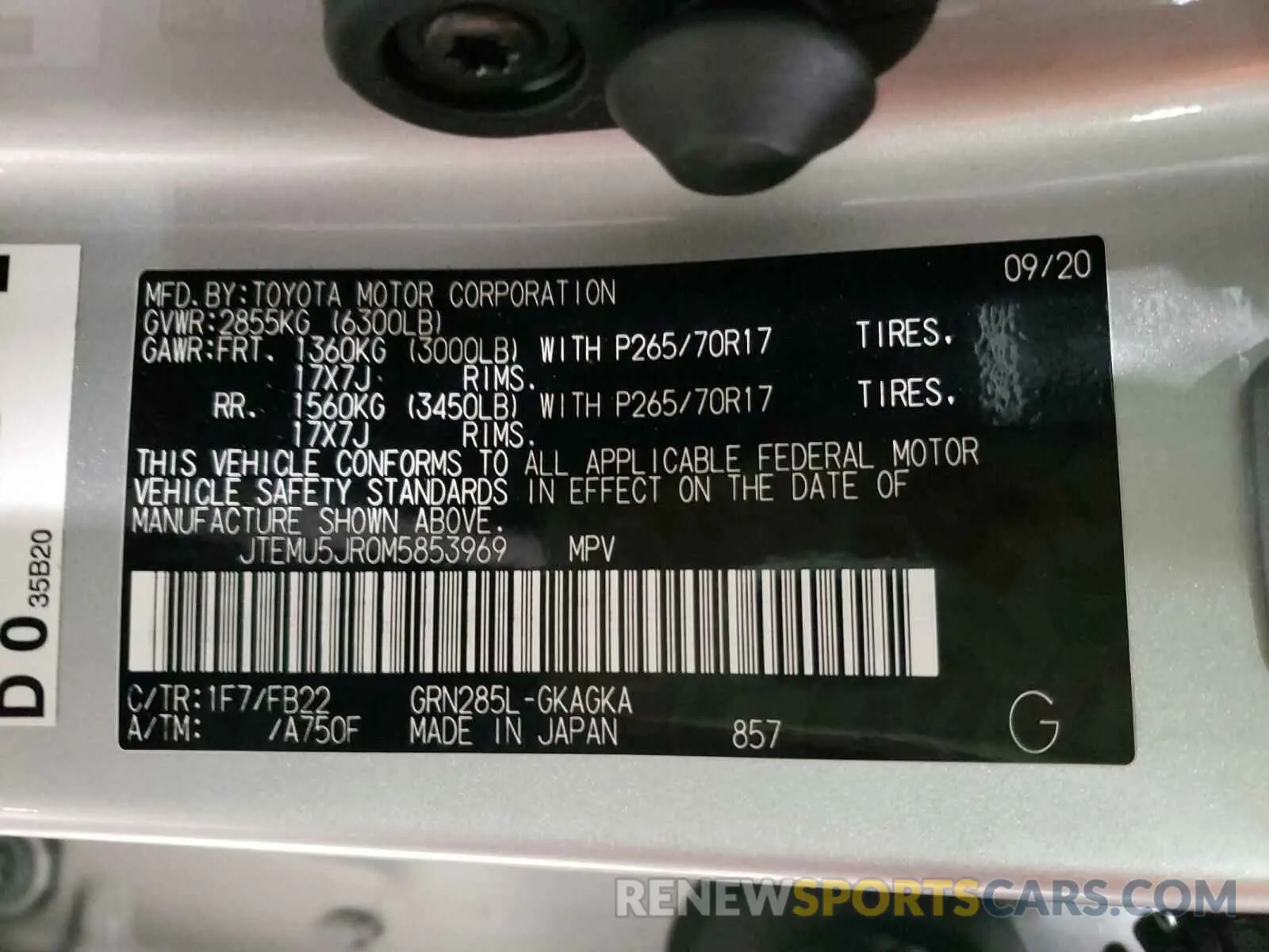 10 Фотография поврежденного автомобиля JTEMU5JR0M5853969 TOYOTA 4RUNNER 2021
