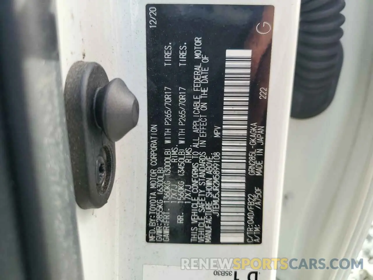 13 Фотография поврежденного автомобиля JTEMU5JR2M5899108 TOYOTA 4RUNNER 2021