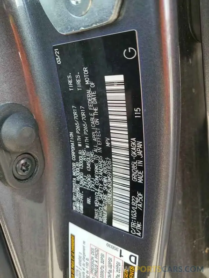 13 Photograph of a damaged car JTENU5JR3M5918267 TOYOTA 4RUNNER 2021