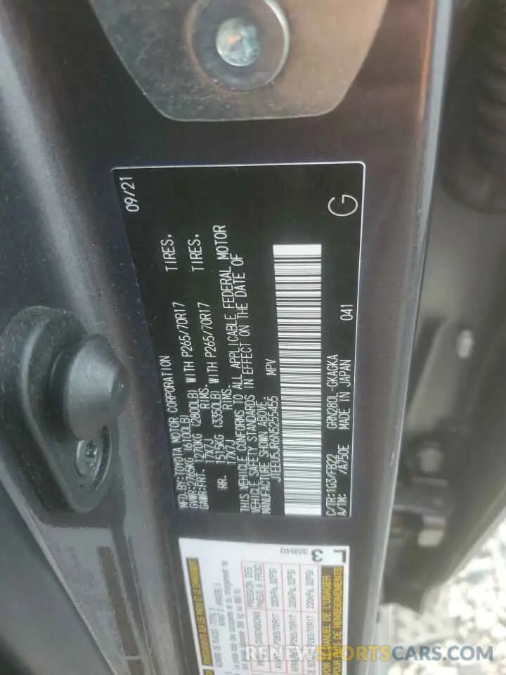 13 Photograph of a damaged car JTEEU5JR6N5255455 TOYOTA 4RUNNER 2022