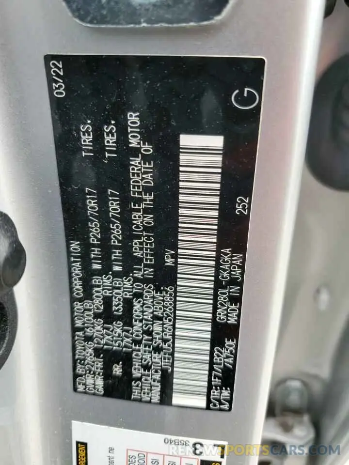 13 Photograph of a damaged car JTEFU5JR6N5268856 TOYOTA 4RUNNER 2022