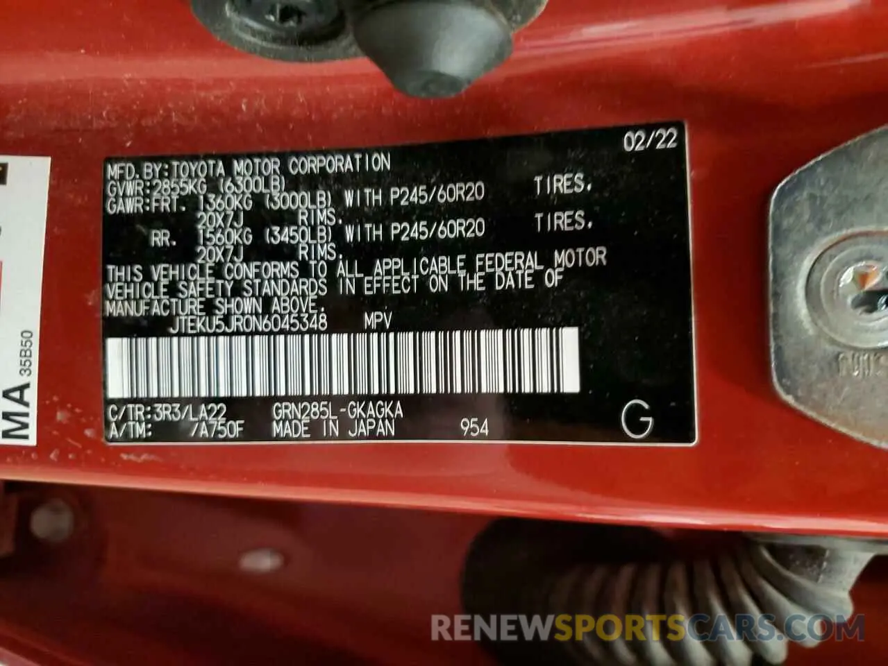 16 Фотография поврежденного автомобиля JTEKU5JR0N6045348 TOYOTA 4RUNNER 2022