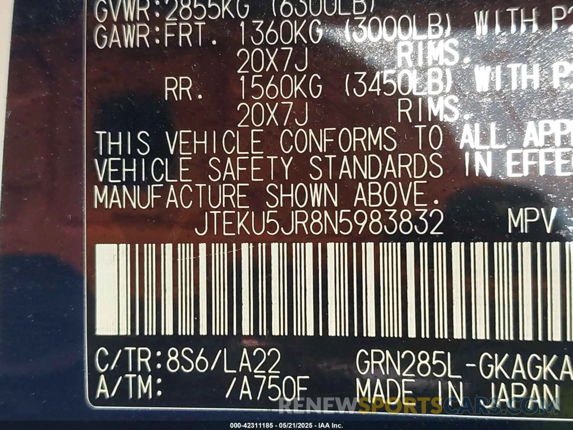 9 Фотография поврежденного автомобиля JTEKU5JR8N5983832 TOYOTA 4RUNNER 2022