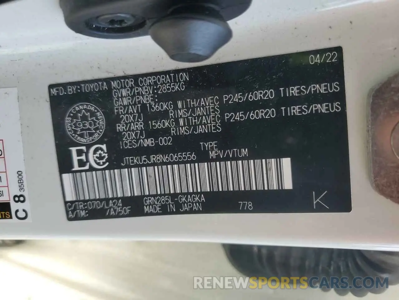 13 Фотография поврежденного автомобиля JTEKU5JR8N6065556 TOYOTA 4RUNNER 2022