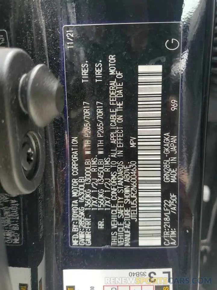 14 Фотография поврежденного автомобиля JTELU5JR2N6004630 TOYOTA 4RUNNER 2022