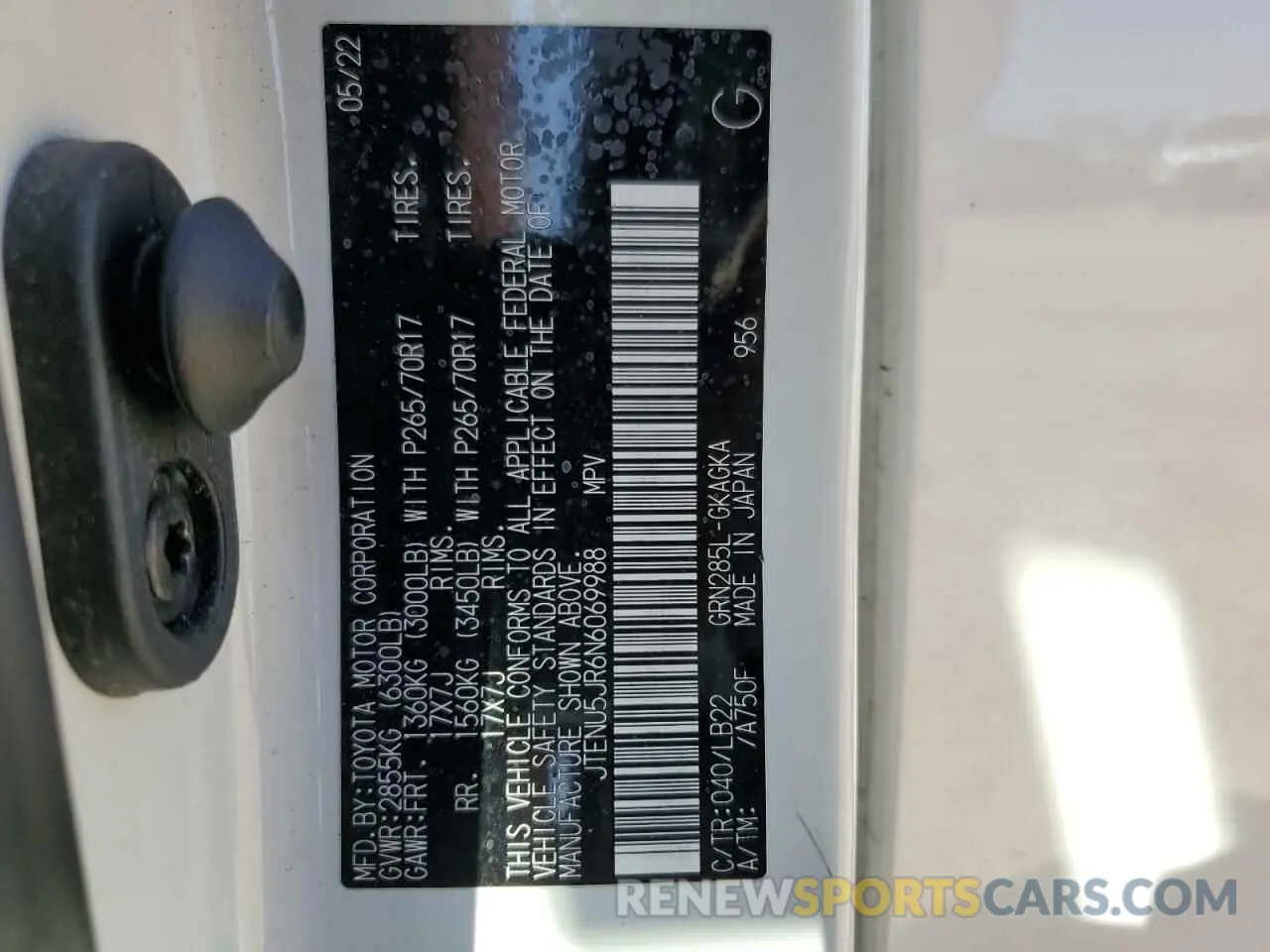 14 Фотография поврежденного автомобиля JTENU5JR6N6069988 TOYOTA 4RUNNER 2022
