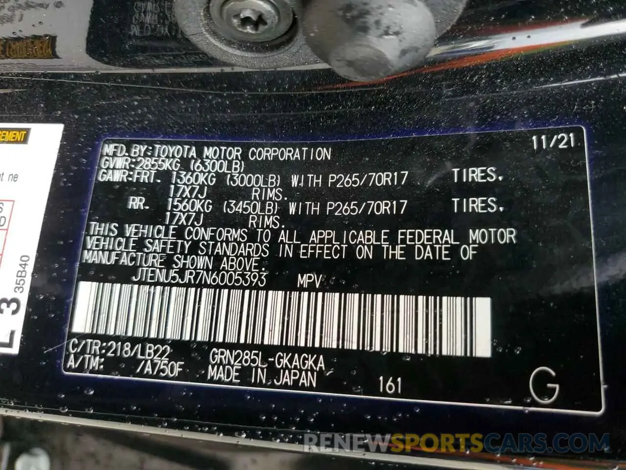 14 Photograph of a damaged car JTENU5JR7N6005393 TOYOTA 4RUNNER 2022