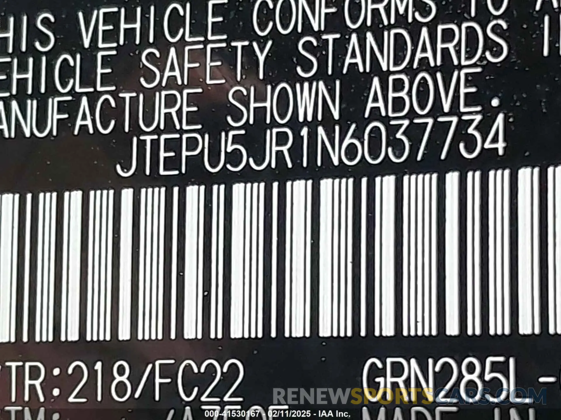 9 Photograph of a damaged car JTEPU5JR1N6037734 TOYOTA 4RUNNER 2022