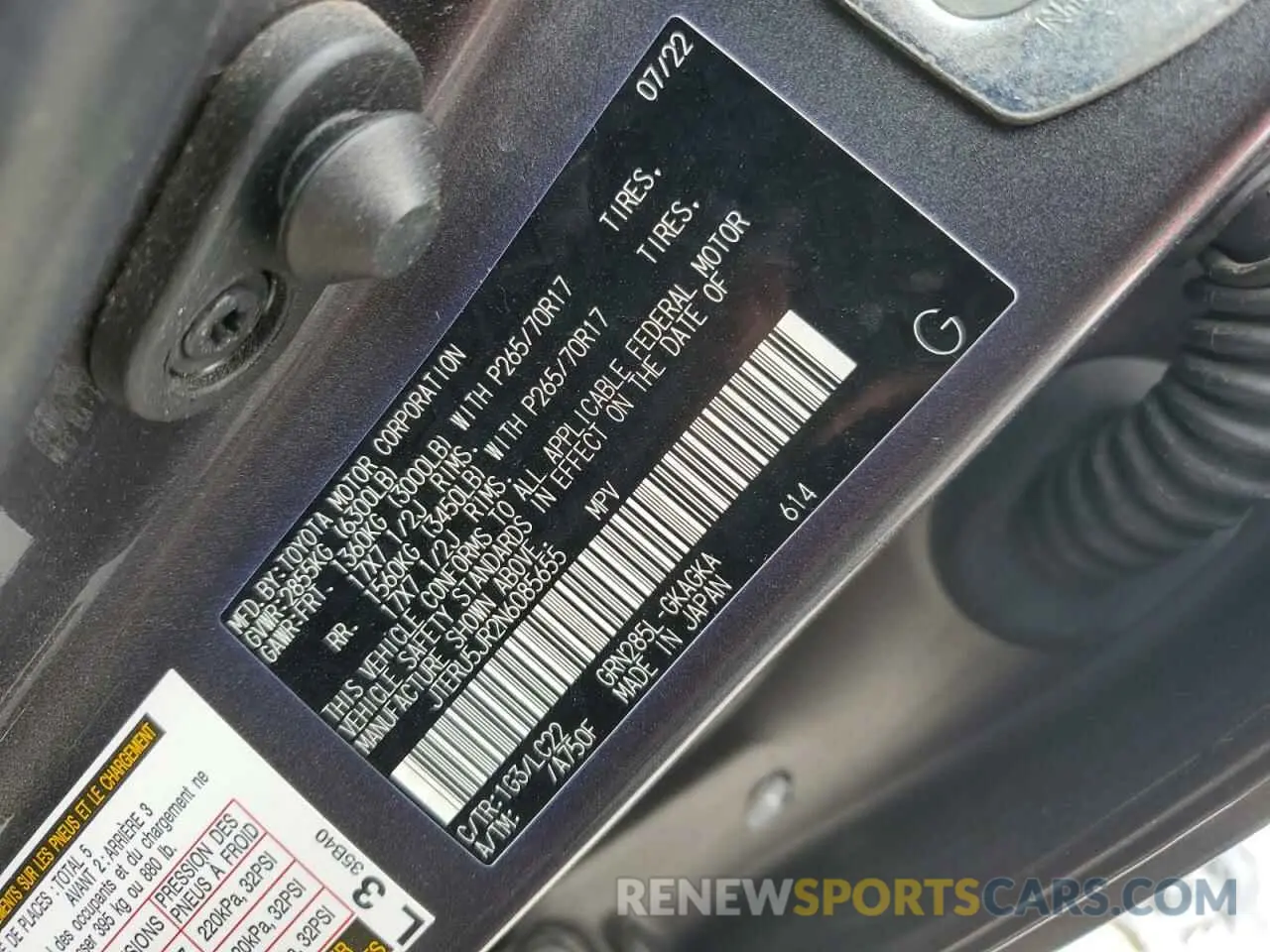 14 Фотография поврежденного автомобиля JTERU5JR2N6085655 TOYOTA 4RUNNER 2022