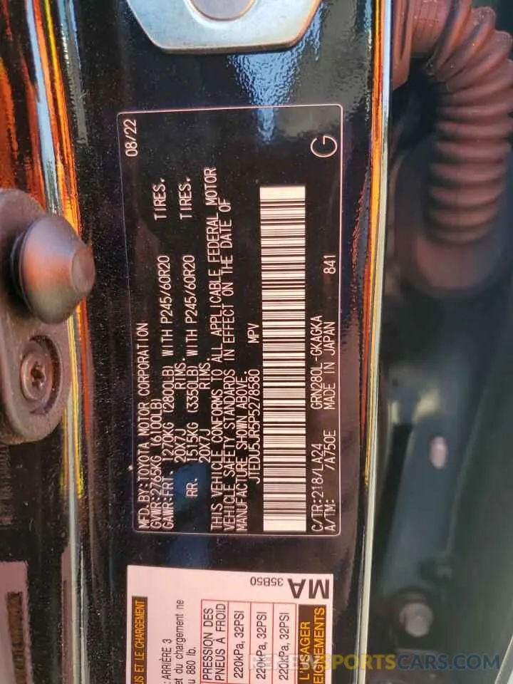 14 Фотография поврежденного автомобиля JTEDU5JR5P5278580 TOYOTA 4RUNNER 2023