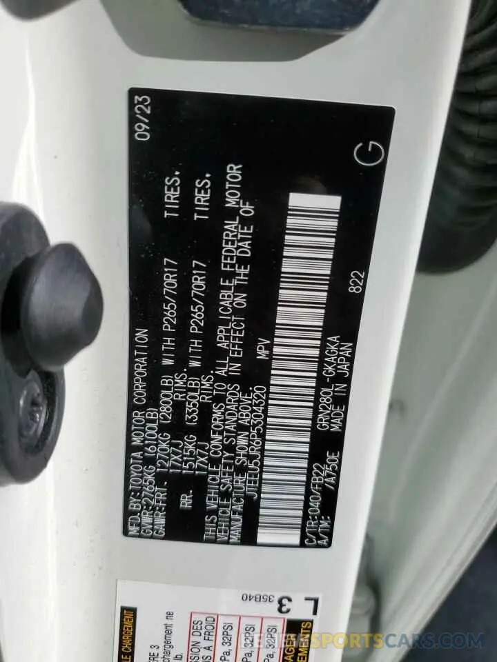 13 Фотография поврежденного автомобиля JTEEU5JR6P5304320 TOYOTA 4RUNNER 2023