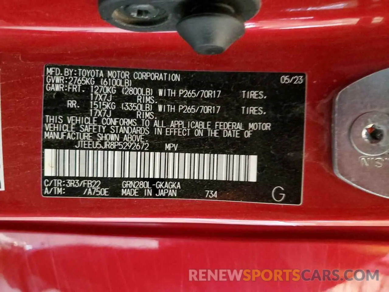 13 Фотография поврежденного автомобиля JTEEU5JR8P5292672 TOYOTA 4RUNNER 2023