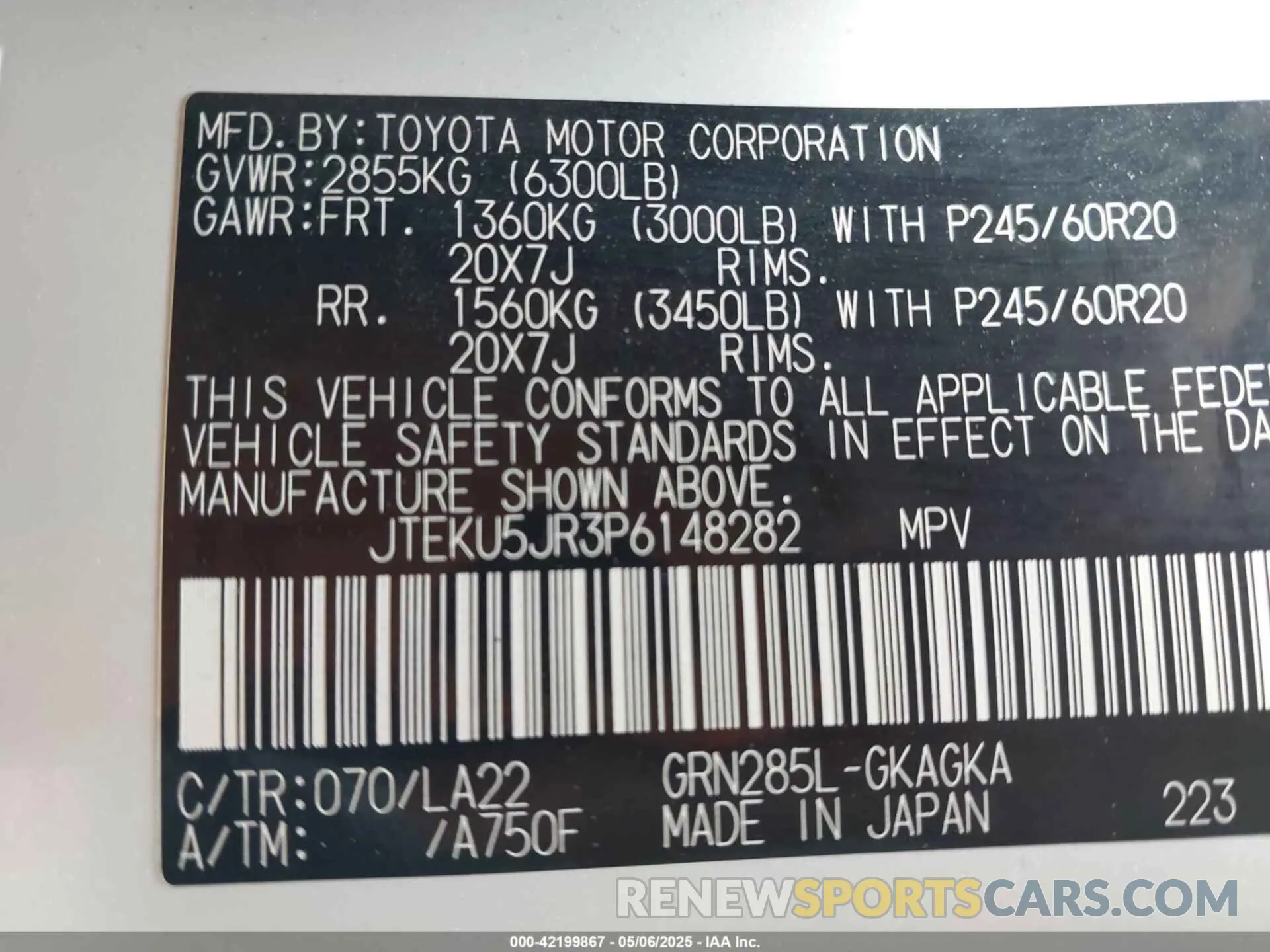 9 Photograph of a damaged car JTEKU5JR3P6148282 TOYOTA 4RUNNER 2023