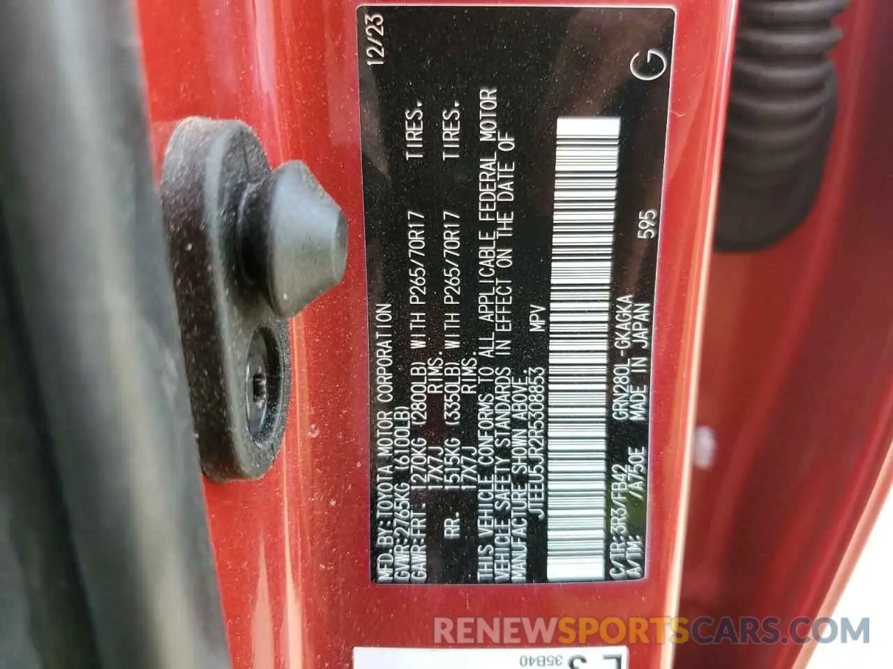 13 Фотография поврежденного автомобиля JTEEU5JR2R5308853 TOYOTA 4RUNNER 2024