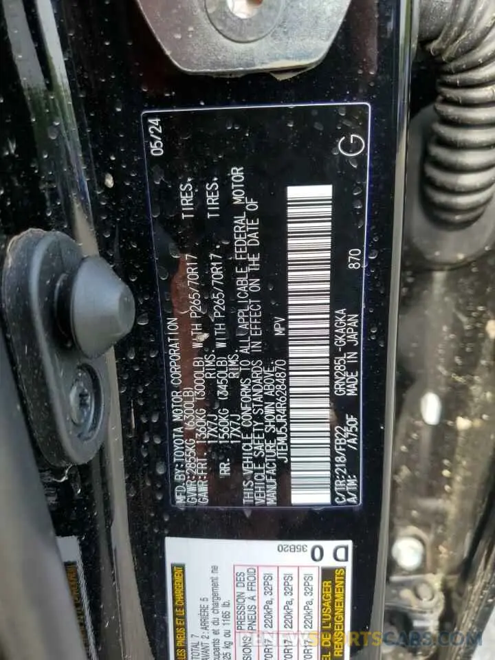 14 Photograph of a damaged car JTEMU5JR4R6284870 TOYOTA 4RUNNER 2024