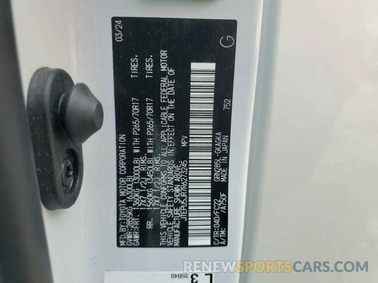 13 Фотография поврежденного автомобиля JTEPU5JR7R6273245 TOYOTA 4RUNNER 2024