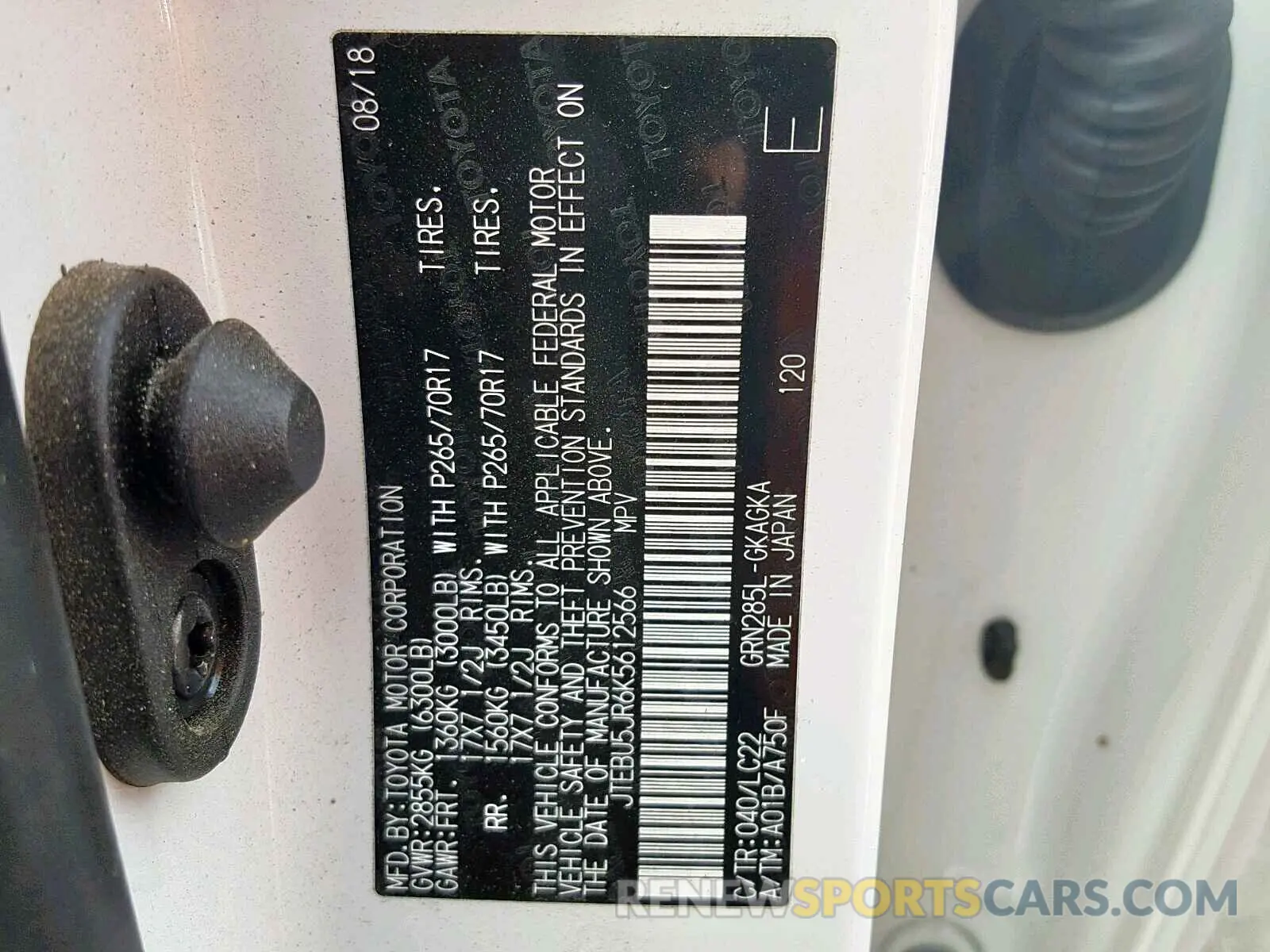 10 Photograph of a damaged car JTEBU5JR6K5612566 TOYOTA 4RUNNER SR 2019