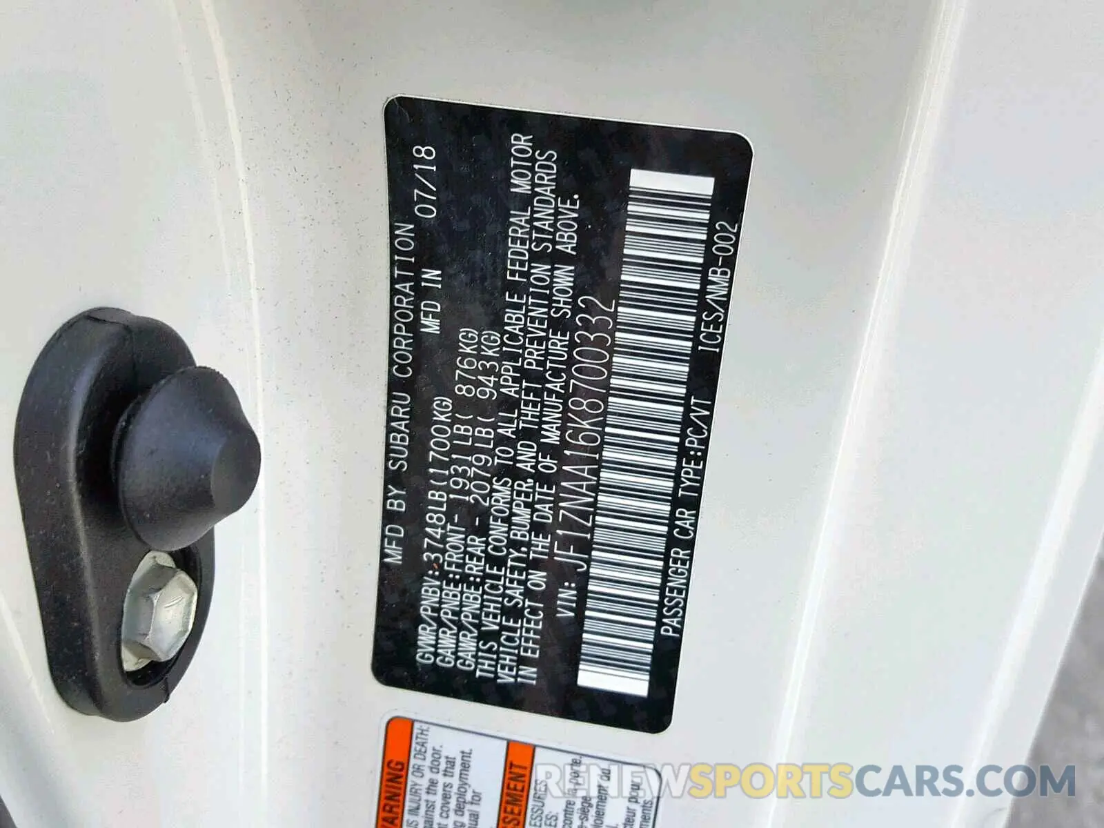 10 Photograph of a damaged car JF1ZNAA16K8700332 TOYOTA 86 2019