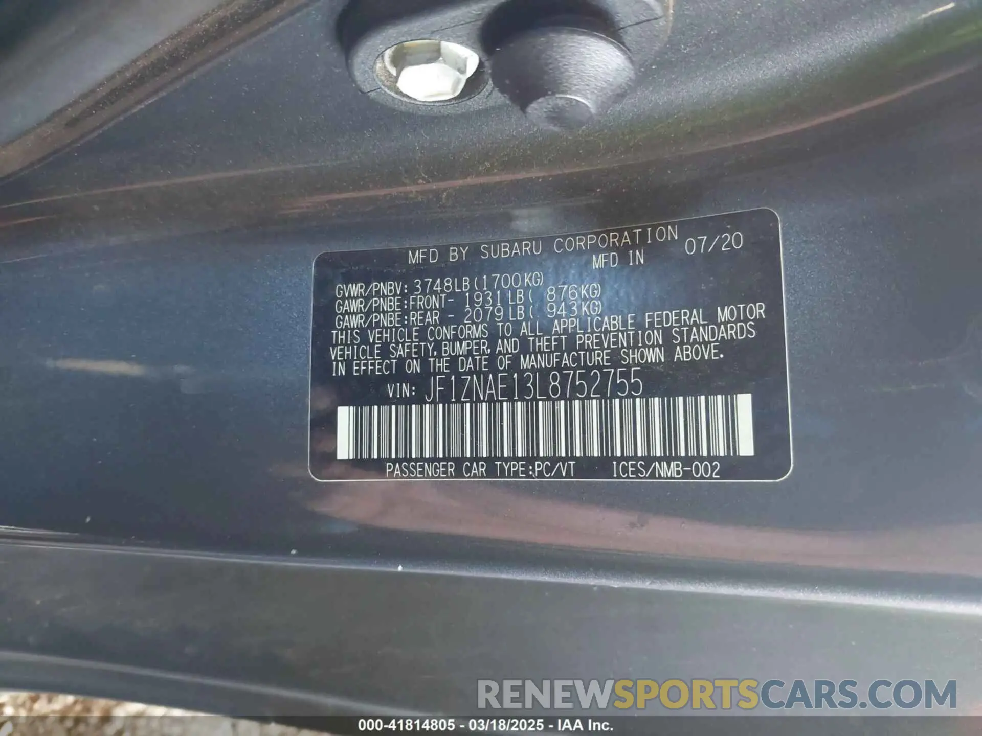 9 Photograph of a damaged car JF1ZNAE13L8752755 TOYOTA 86 2020