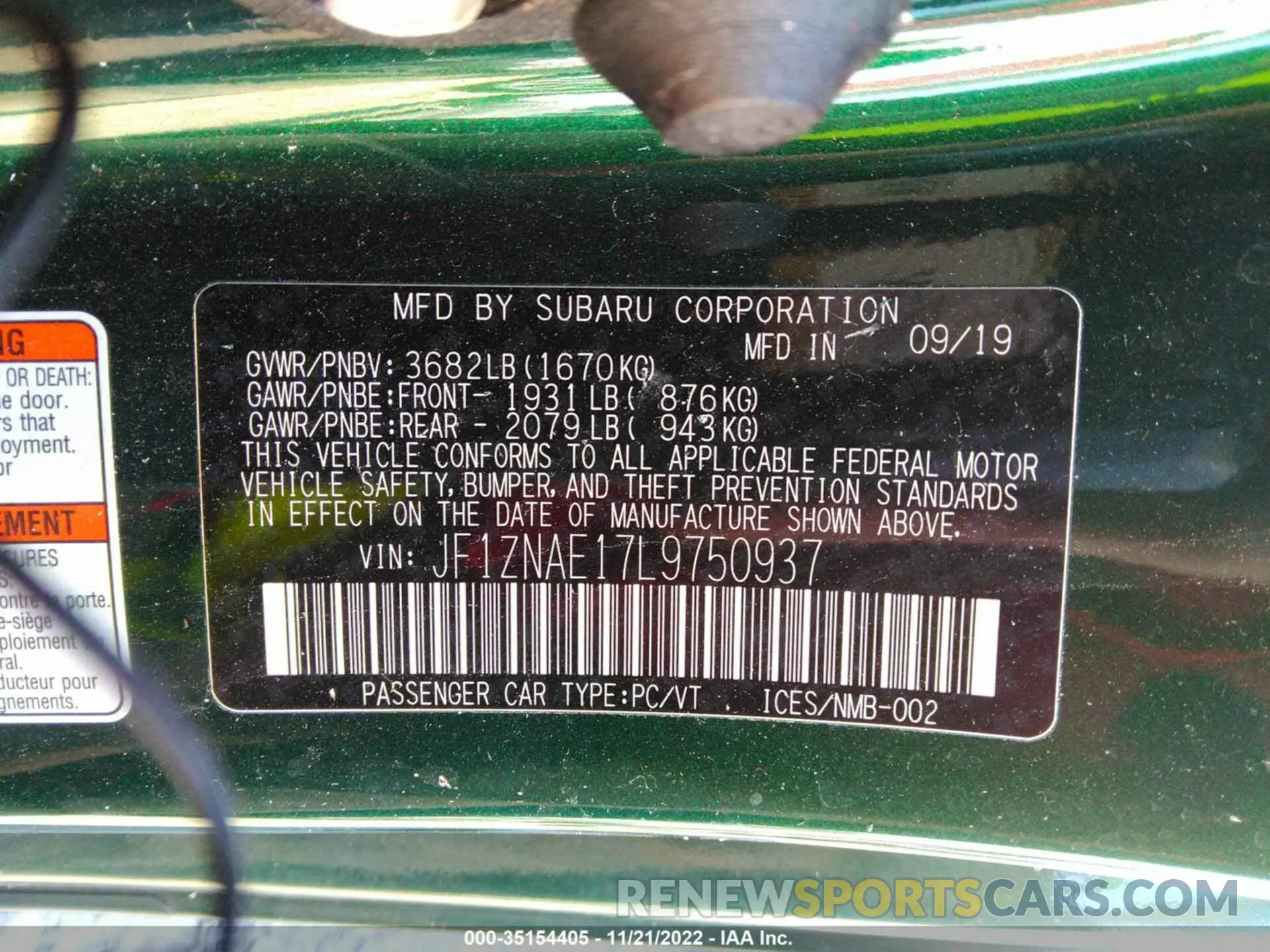 9 Photograph of a damaged car JF1ZNAE17L9750937 TOYOTA 86 2020