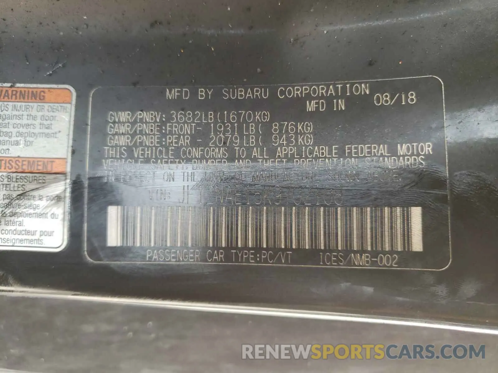 10 Photograph of a damaged car JF1ZNAE15K9702108 TOYOTA 86 GT 2019