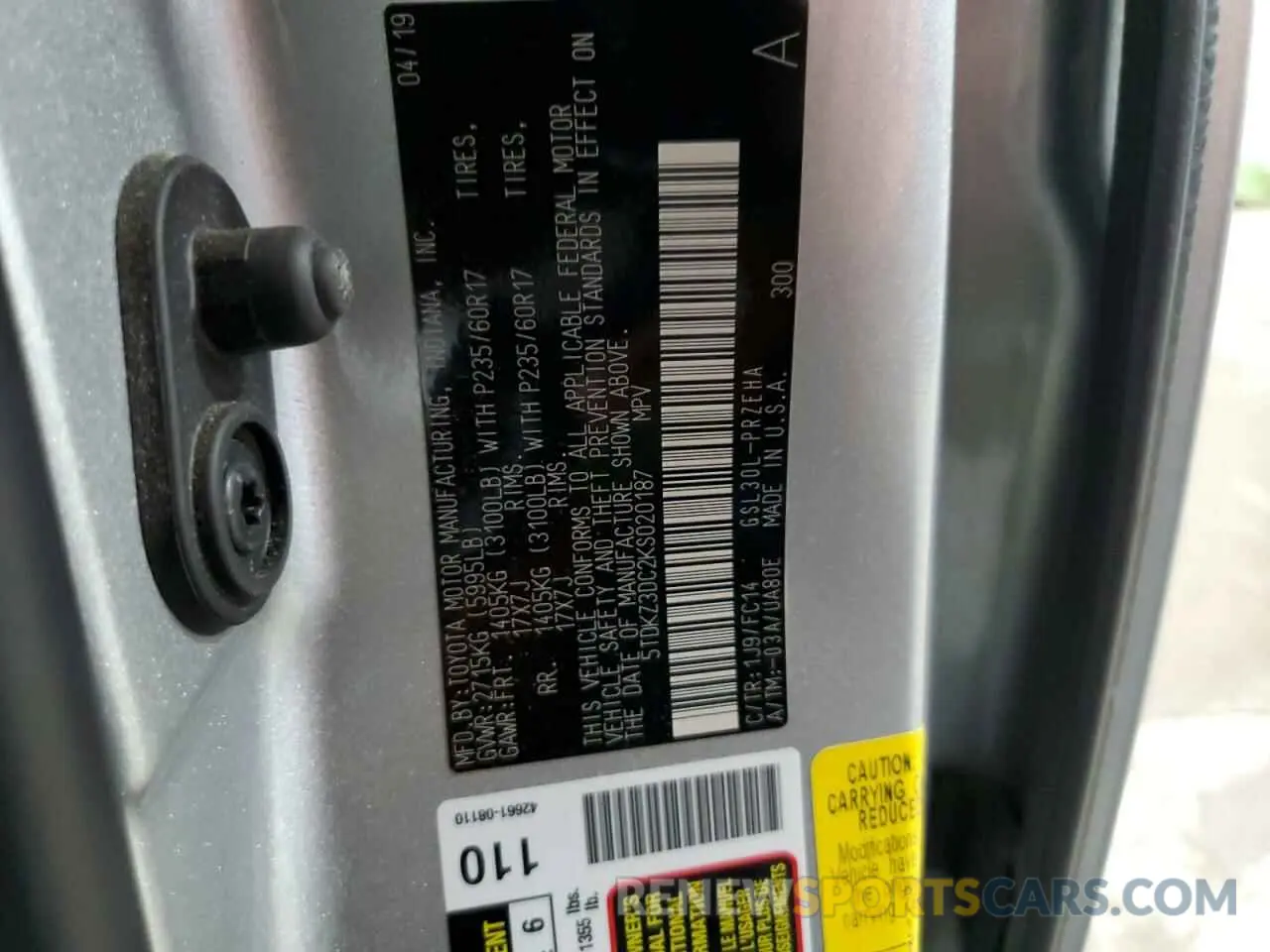 14 Фотография поврежденного автомобиля 5TDKZ3DC2KS020187 TOYOTA All Models 2019