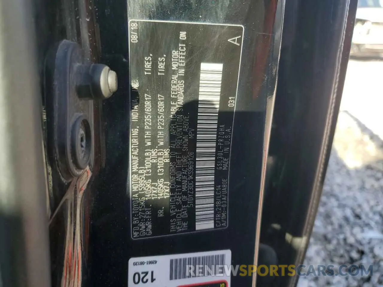 13 Фотография поврежденного автомобиля 5TDYZ3DC1KS969126 TOYOTA All Models 2019