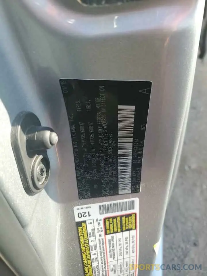 13 Photograph of a damaged car 5TDYZ3DC7KS005131 TOYOTA All Models 2019