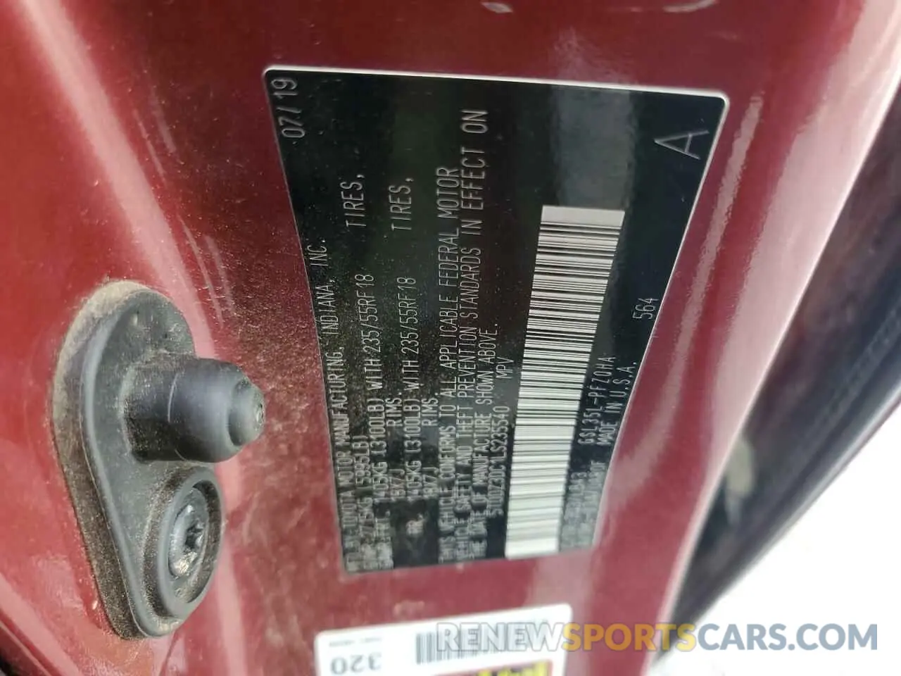 14 Photograph of a damaged car 5TDDZ3DC1LS235540 TOYOTA All Models 2020