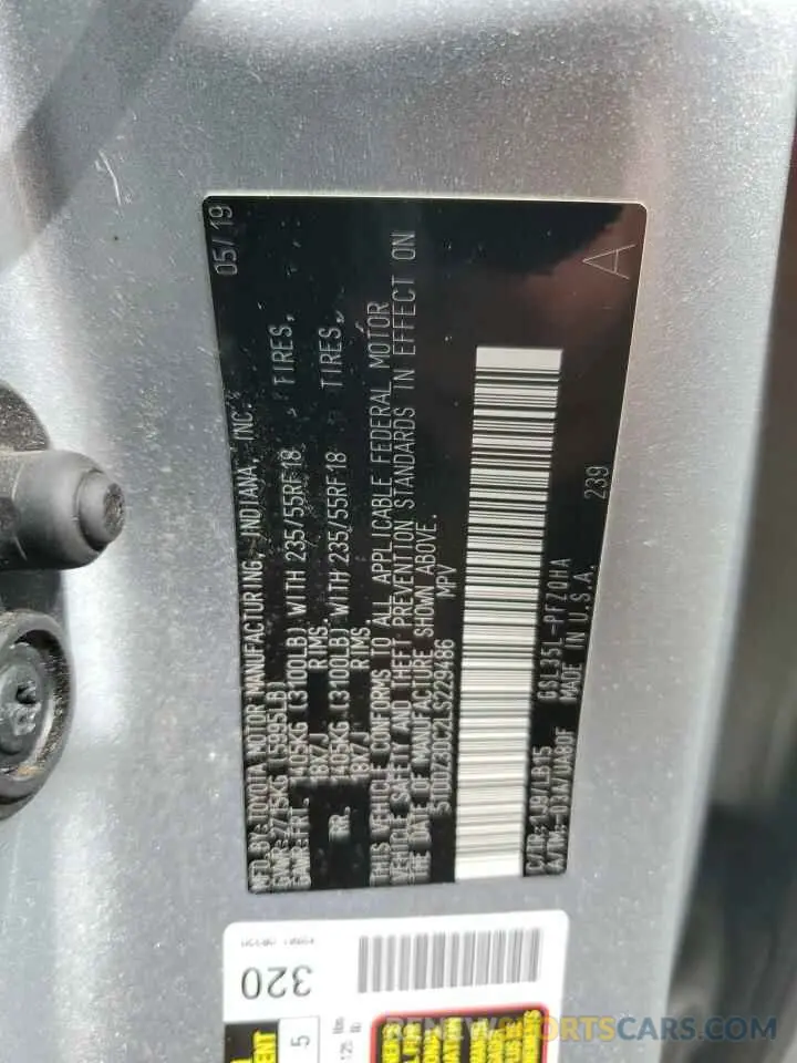 13 Фотография поврежденного автомобиля 5TDDZ3DC2LS229486 TOYOTA All Models 2020