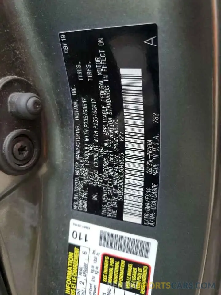 13 Фотография поврежденного автомобиля 5TDKZ3DC3LS049005 TOYOTA All Models 2020