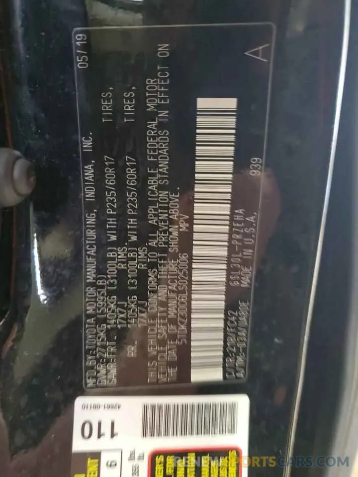 13 Фотография поврежденного автомобиля 5TDKZ3DC6LS025006 TOYOTA All Models 2020