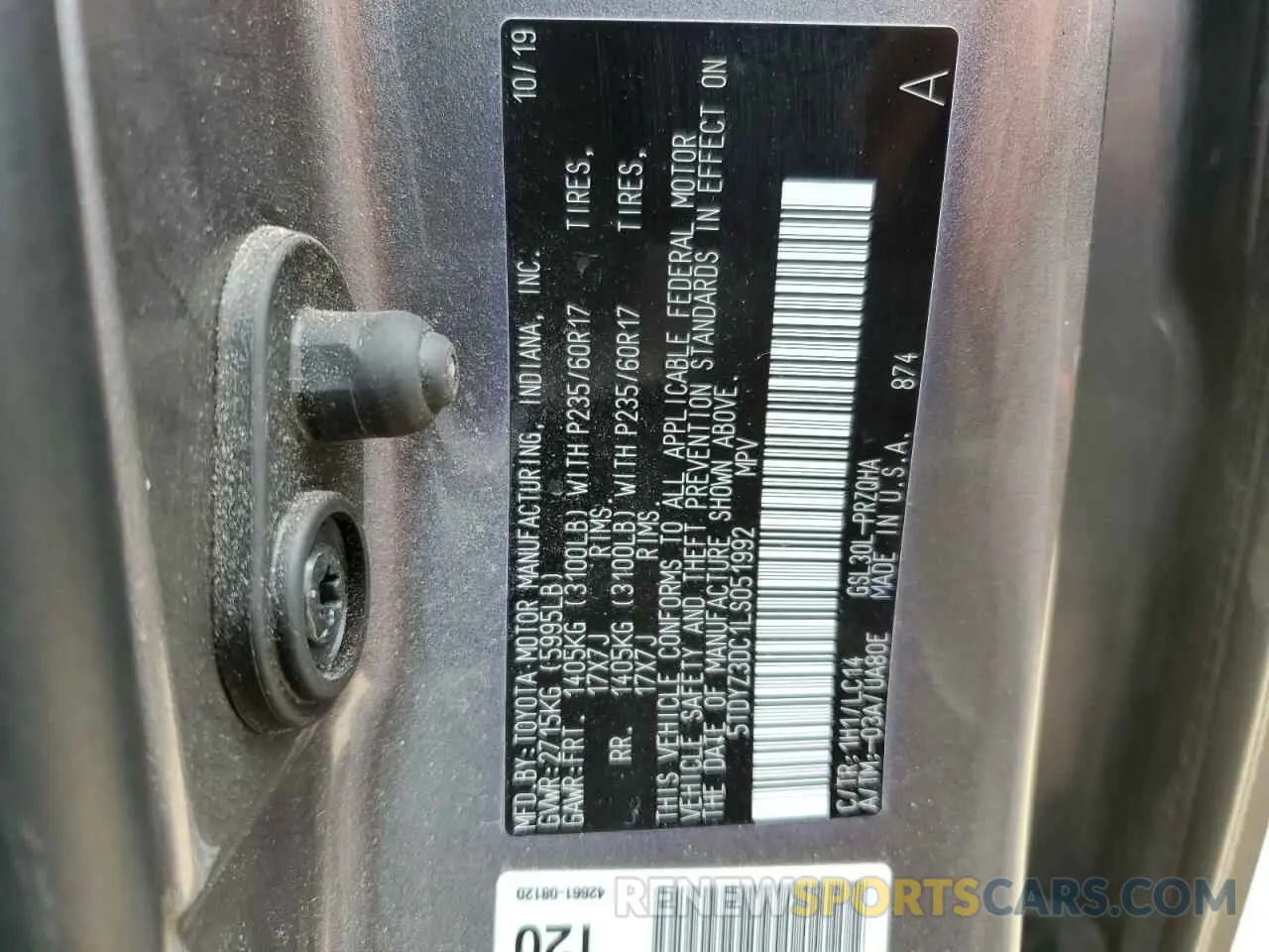 13 Фотография поврежденного автомобиля 5TDYZ3DC1LS051992 TOYOTA All Models 2020